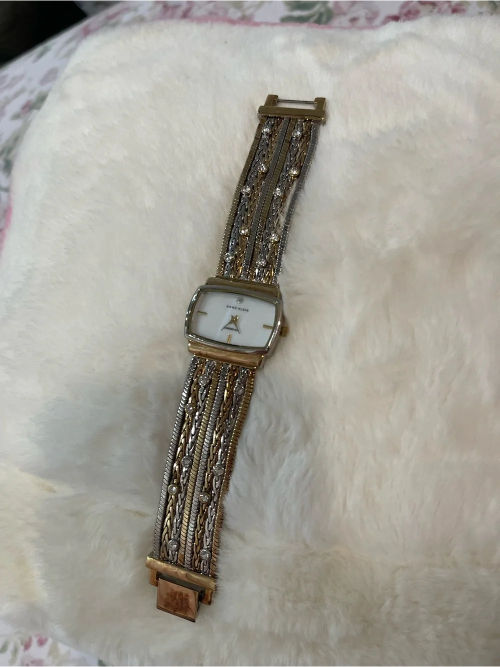 Anne Klein Two-Tone Gold and Silver Multi-Strand Bracelet Watch